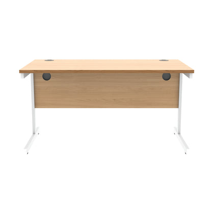 Astin Rectangular Single Upright Cantilever Desk 1400x800x730 Norwegian Beech/Arctic White KF824343