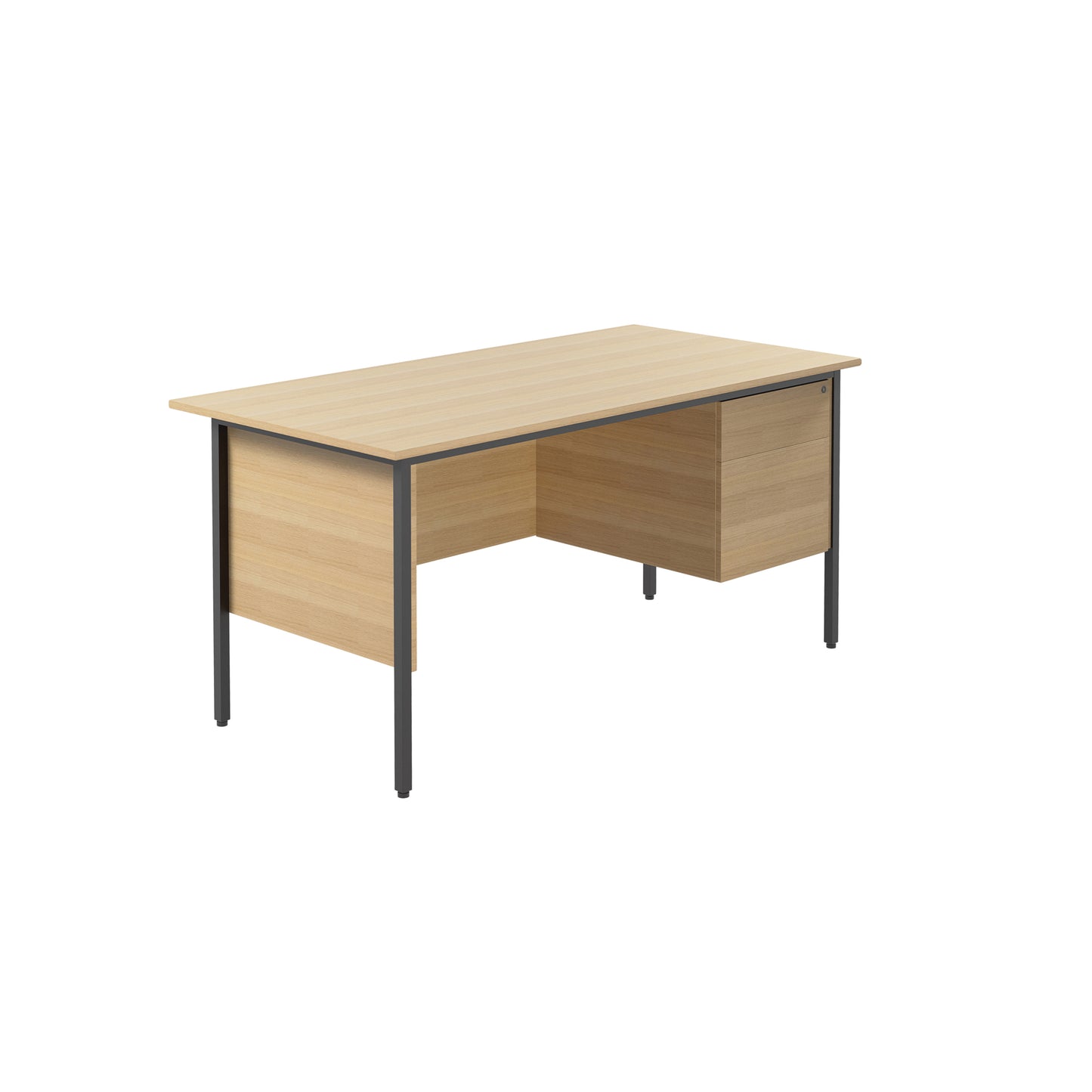 Serrion Rectangular 2 Drawer Pedestal 4 Leg Desk 1200x750x730mm Oak KF838372