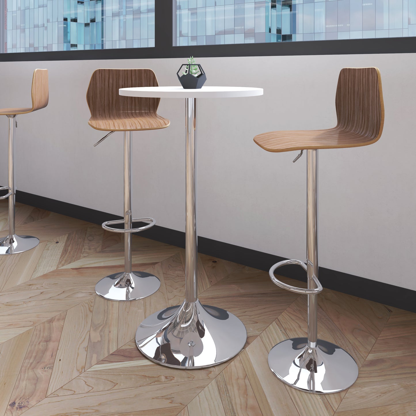 Jemini Bistro Trumpet Table Tall 600x600x1045mm White/Chrome KF840209