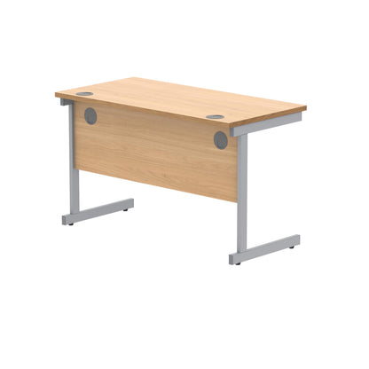 Polaris Rectangular Single Upright Cantilever Desk 1200x600x730mm Norwegian Beech/Silver KF882336