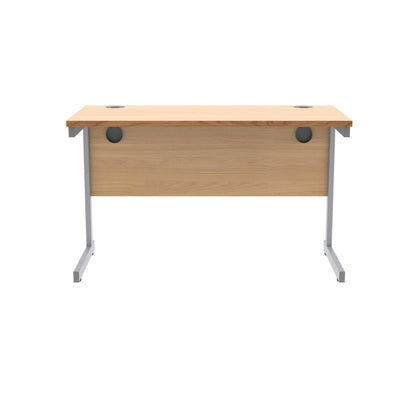 Polaris Rectangular Single Upright Cantilever Desk 1200x600x730mm Norwegian Beech/Silver KF882336