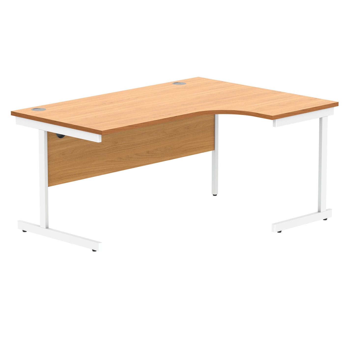 Polaris Right Hand Radial SU Cantilever Desk 1600x1200x730mm Norwegian Beech/Silver KF821390