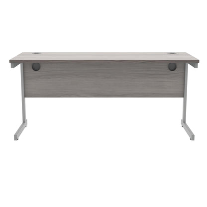 Polaris Rectangular Single Upright Cantilever Desk 1600x600x730mm Alaskan Grey Oak/Silver KF882341