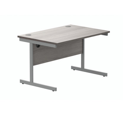 Polaris Rectangular Single Upright Cantilever Desk 1200x800x730mm Alaskan Grey Oak/Silver KF882342