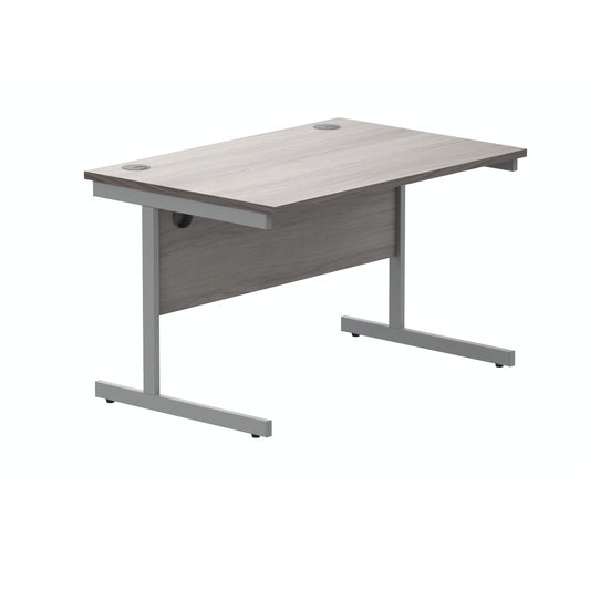 Polaris Rectangular Single Upright Cantilever Desk 1200x800x730mm Alaskan Grey Oak/Silver KF882342