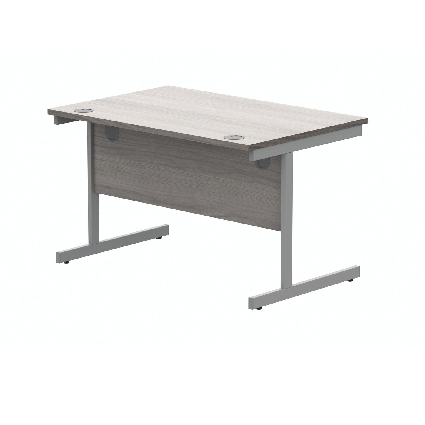 Polaris Rectangular Single Upright Cantilever Desk 1200x800x730mm Alaskan Grey Oak/Silver KF882342
