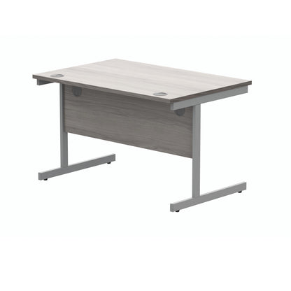 Polaris Rectangular Single Upright Cantilever Desk 1200x800x730mm Alaskan Grey Oak/Silver KF882342