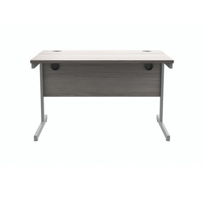 Polaris Rectangular Single Upright Cantilever Desk 1200x800x730mm Alaskan Grey Oak/Silver KF882342