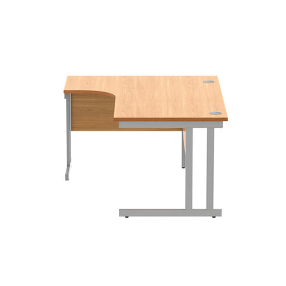 Polaris Left Hand Radial DU Cantilever Desk 1600x1200x730mm Norwegian Beech/Silver KF882344