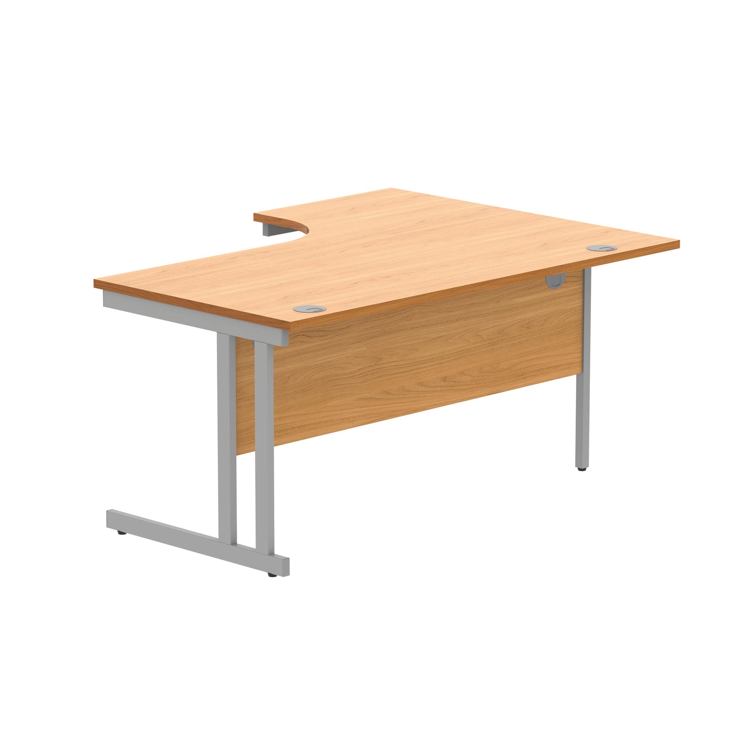 Polaris Left Hand Radial DU Cantilever Desk 1600x1200x730mm Norwegian Beech/Silver KF882344