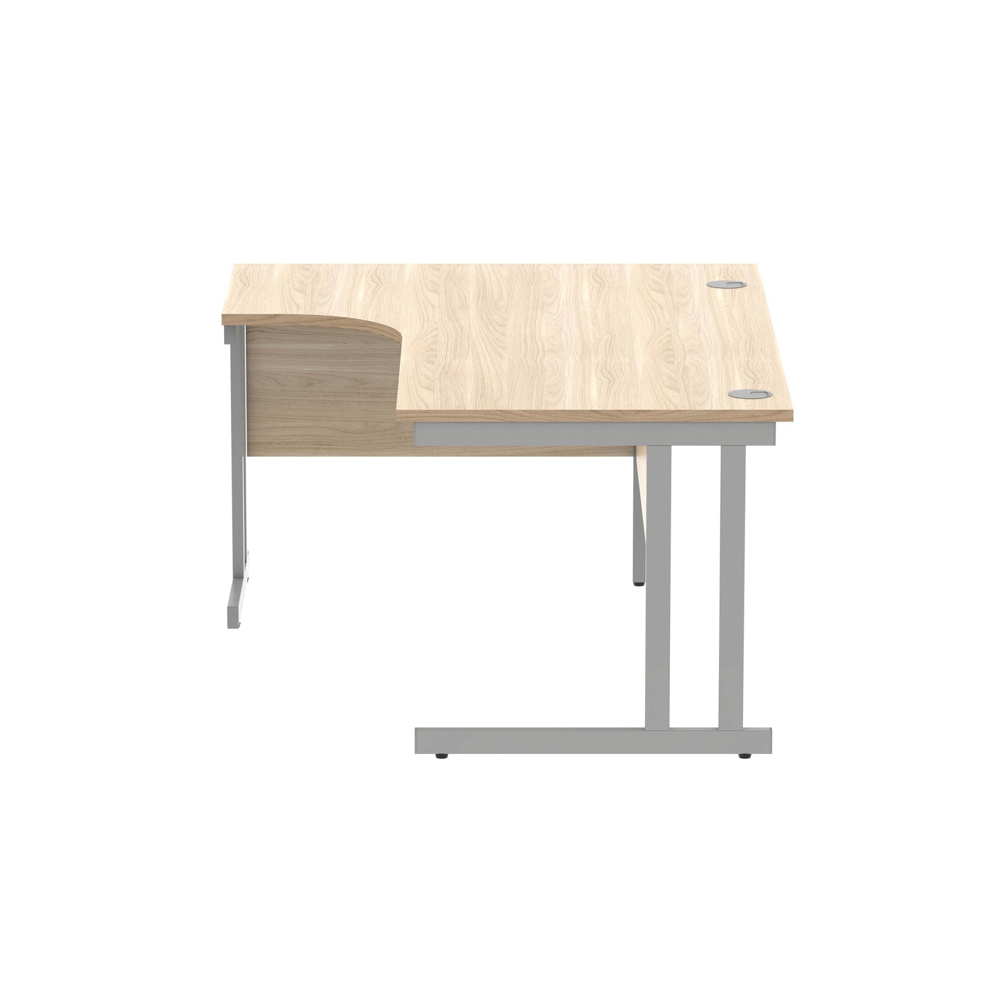 Polaris Left Hand Radial Double Upright Cantilever Desk 1600x1200x730mm Canadian Oak/Silver KF882346