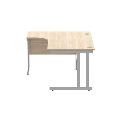 Polaris Left Hand Radial Double Upright Cantilever Desk 1600x1200x730mm Canadian Oak/Silver KF882346