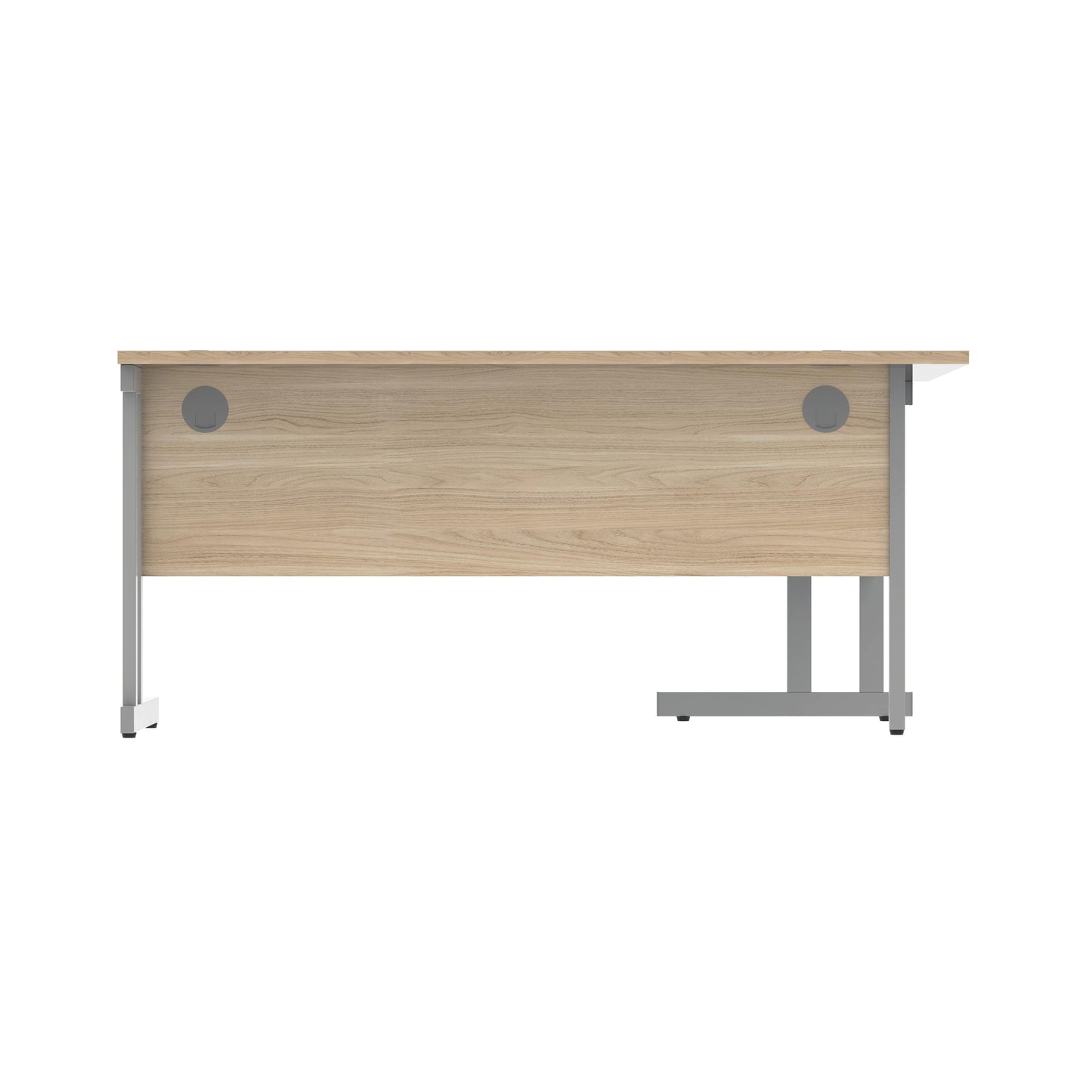 Polaris Left Hand Radial Double Upright Cantilever Desk 1600x1200x730mm Canadian Oak/Silver KF882346