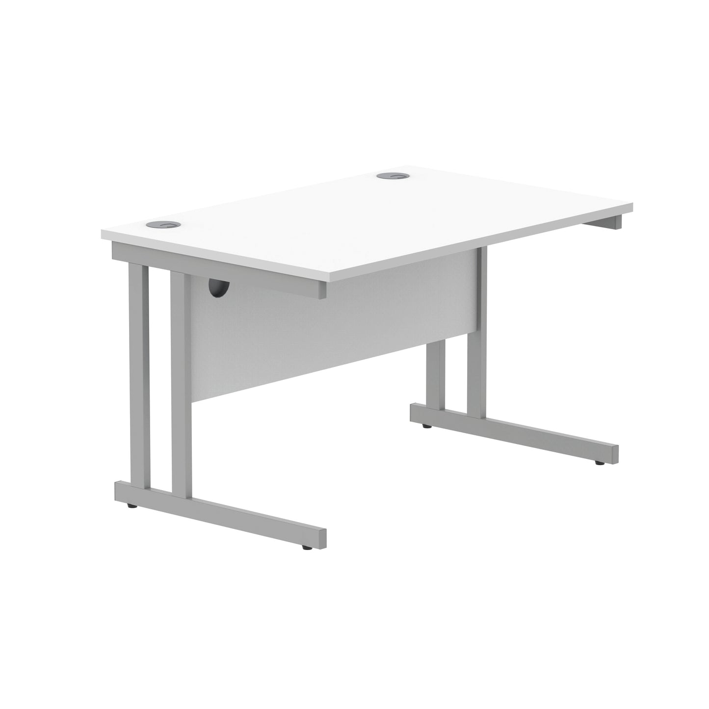 Polaris Rectangular Double Upright Cantilever Desk 1200x800x730mm Arctic White/Silver KF882347
