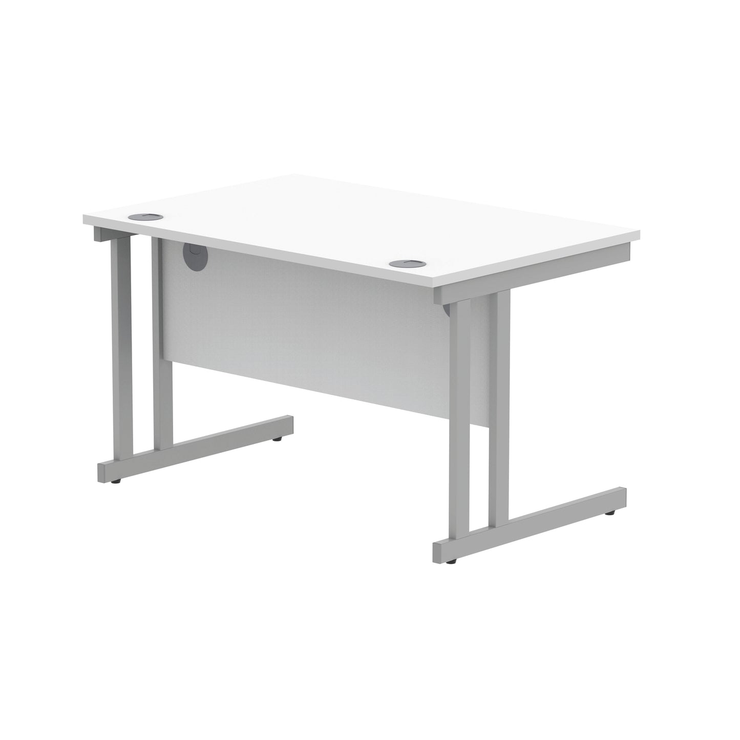 Polaris Rectangular Double Upright Cantilever Desk 1200x800x730mm Arctic White/Silver KF882347
