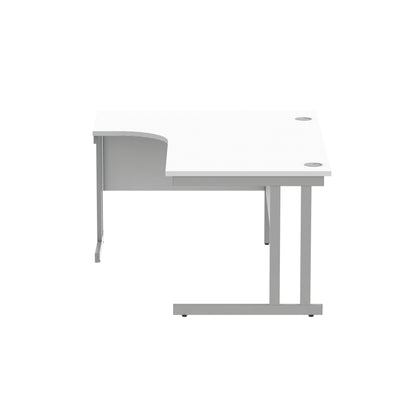 Polaris Left Hand Radial Double Upright Cantilever Desk 1600x1200x730mm Arctic White/Silver KF882350