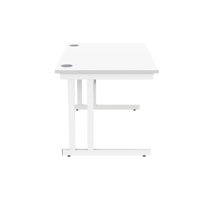 Polaris Rectangular Double Upright Cantilever Desk 1200x800x730mm Arctic White/White KF882355