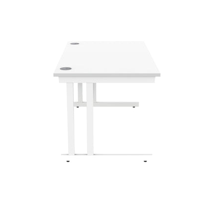 Polaris Rectangular Double Upright Cantilever Desk 1400x800x730mm Arctic White/White KF882356