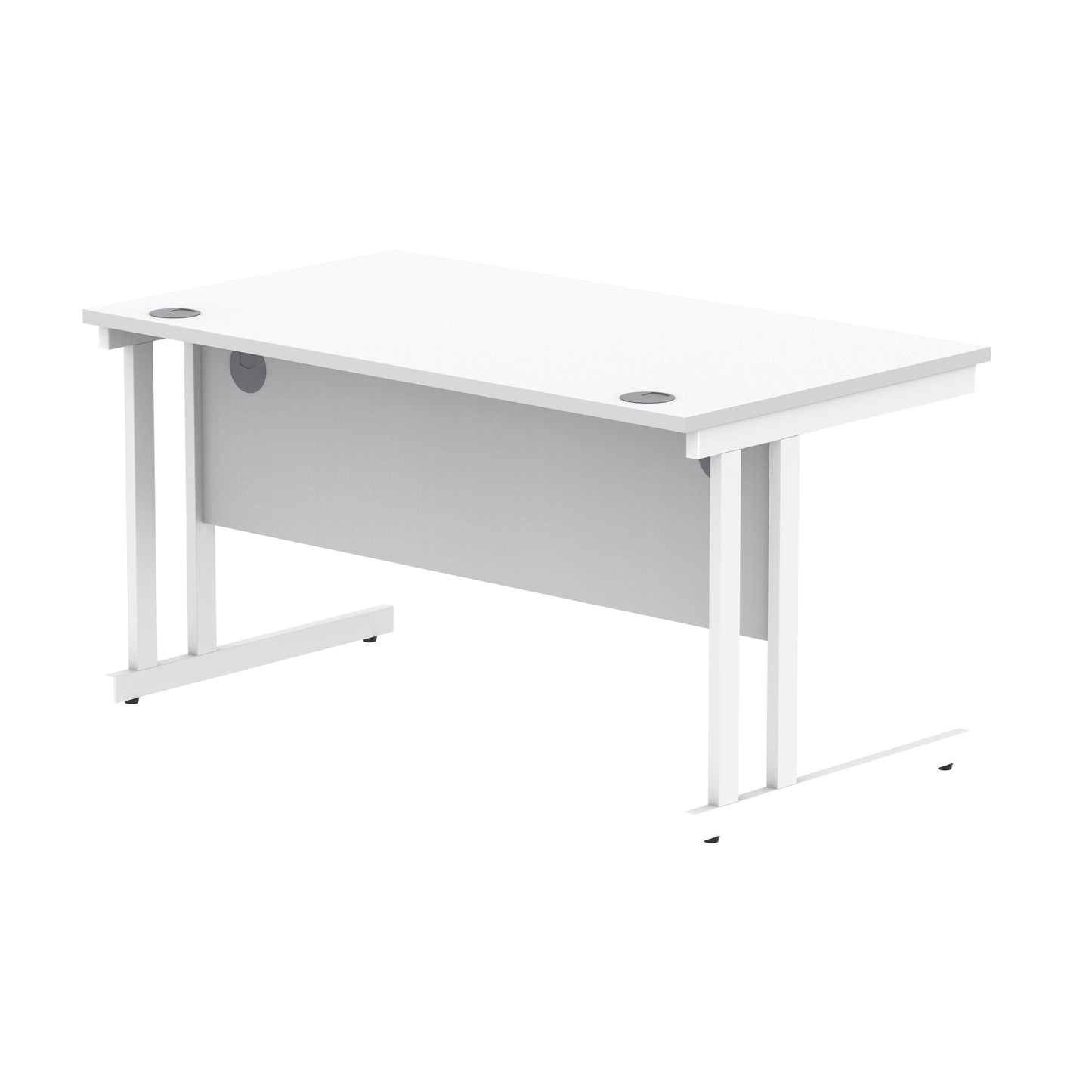 Polaris Rectangular Double Upright Cantilever Desk 1400x800x730mm Arctic White/White KF882356