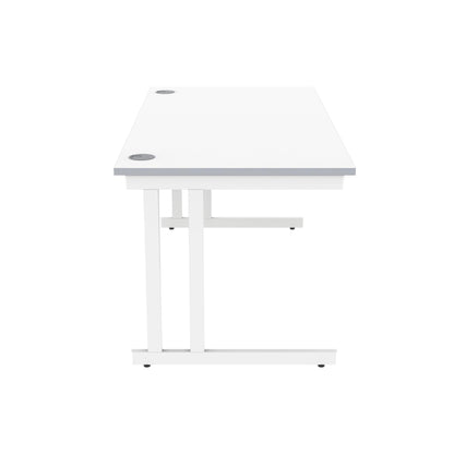 Polaris Rectangular Double Upright Cantilever Desk 1600x800x730mm Arctic White/White KF882357
