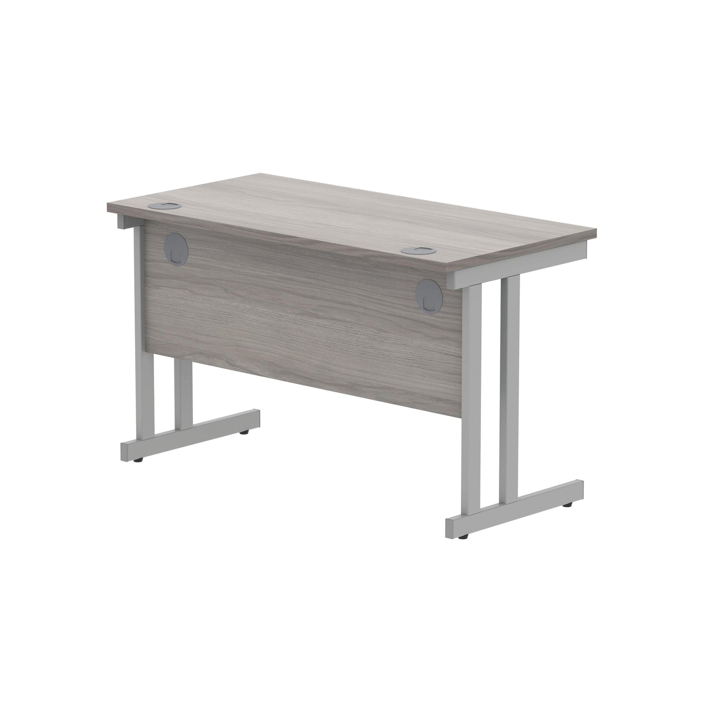 Polaris Rectangular Double Upright Cantilever Desk 1200x600x730mm Alaskan Grey Oak/Silver KF882360