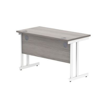 Polaris Rectangular Double Upright Cantilever Desk 1200x600x730mm Alaskan Grey Oak/White KF882368