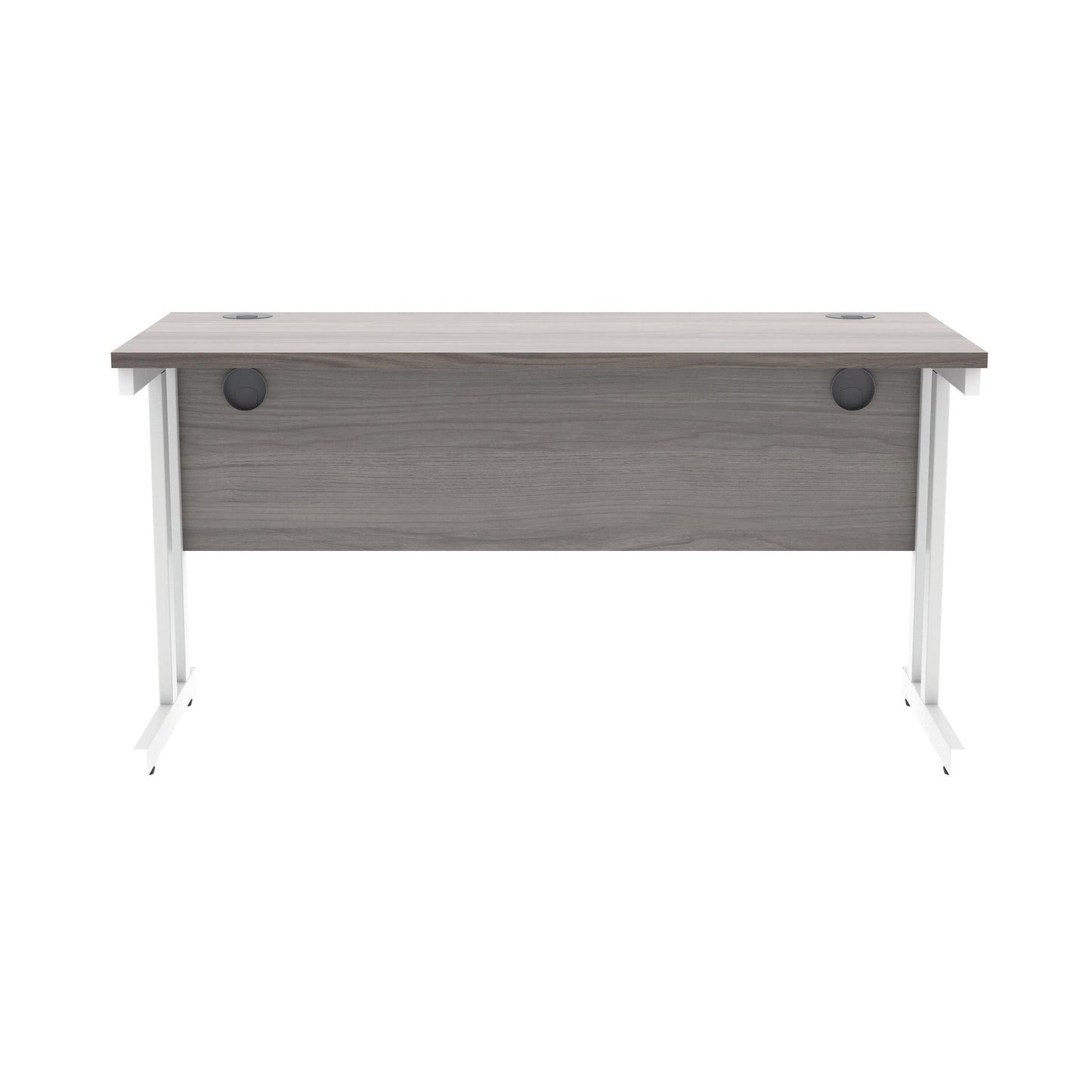 Polaris Rectangular Double Upright Cantilever Desk 1400x600x730mm Alaskan Grey Oak/White KF882369