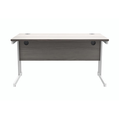 Polaris Rectangular Double Upright Cantilever Desk 1400x800x730mm Alaskan Grey Oak/White KF882370