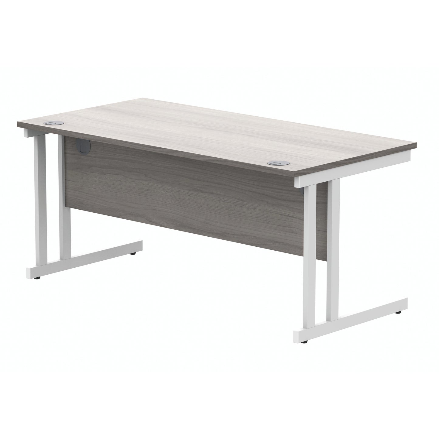 Polaris Rectangular Double Upright Cantilever Desk 1600x800x730mm Alaskan Grey Oak/White KF882371