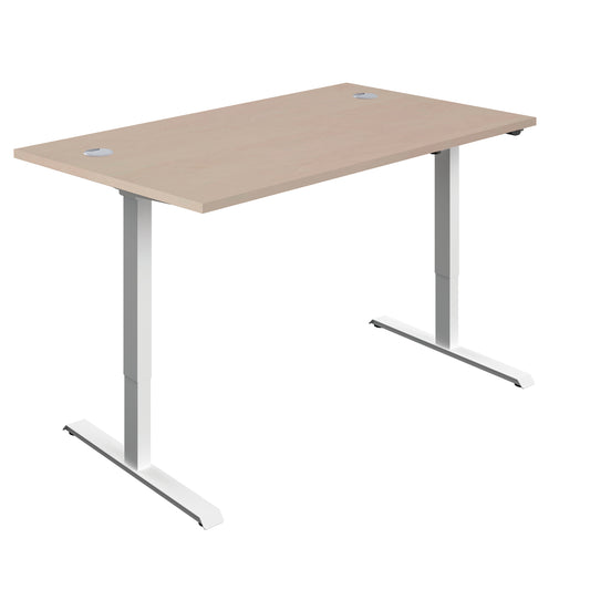 Jemini Economy Single Motor Sit/Stand Desk 1400x800x705-1220mm Maple/White KF882383