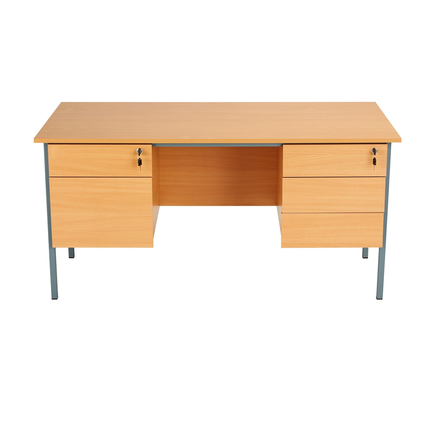 Serrion 4 Leg Double Pedestal Desk 1500x750x725mm Ellmau Beech KF882395