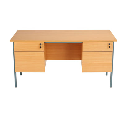 Serrion 4 Leg Double Pedestal Desk 1500x750x725mm Ellmau Beech KF882395