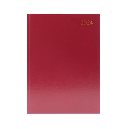 Desk Diary 2 Days Per Page A4 Burgundy 2024 KFA42BG24