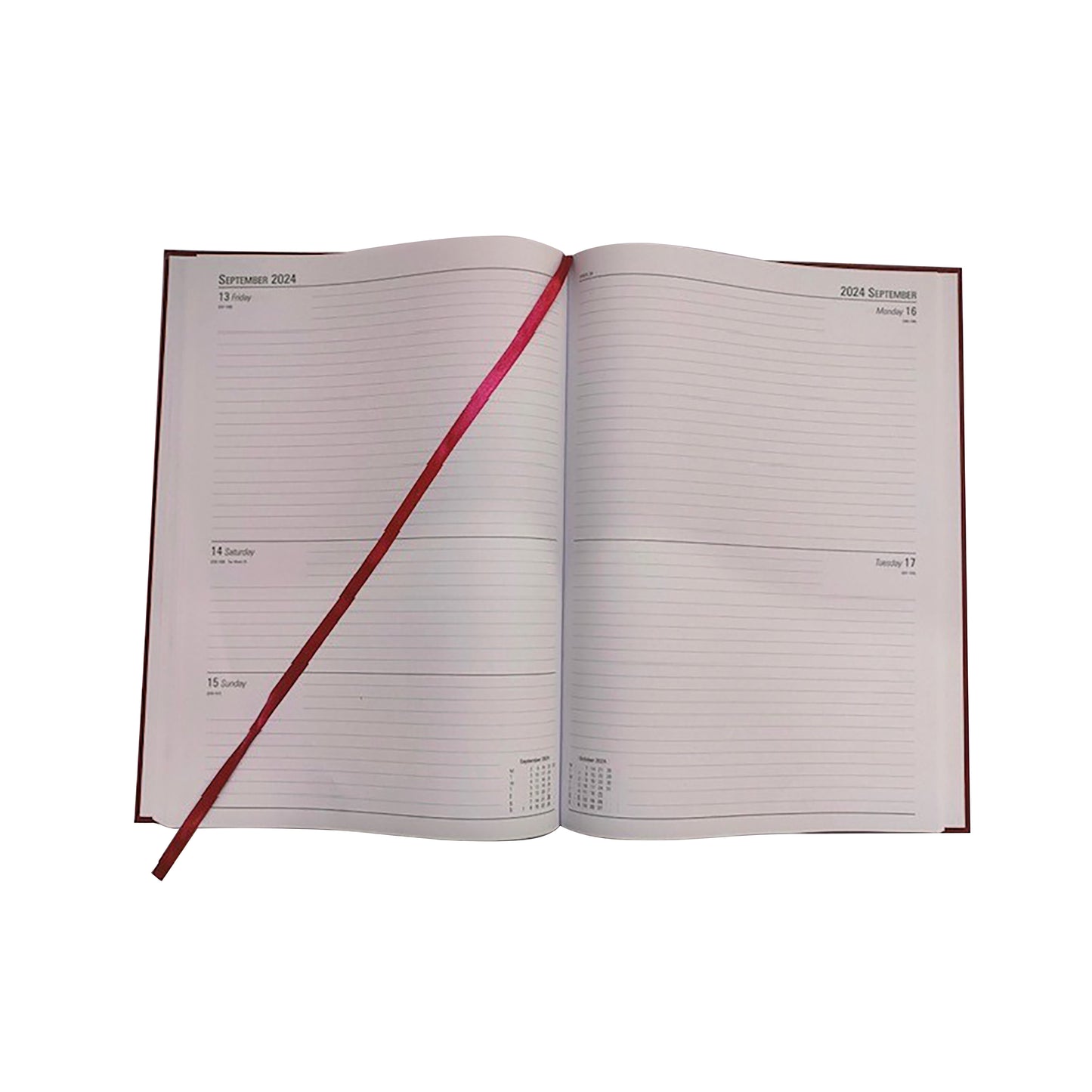 Desk Diary 2 Days Per Page A4 Burgundy 2024 KFA42BG24