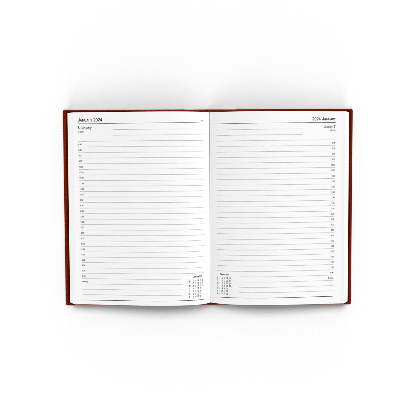 Desk Diary Day Per Page Appointment A5 Burgundy 2024 KFA51ABG24