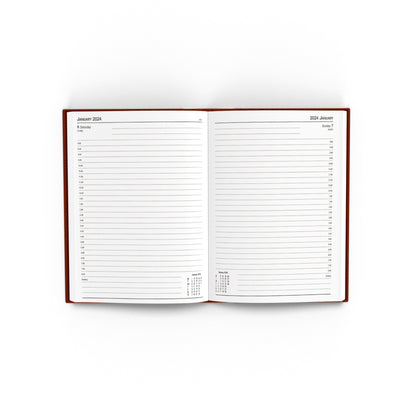 Desk Diary Day Per Page Appointment A5 Burgundy 2024 KFA51ABG24