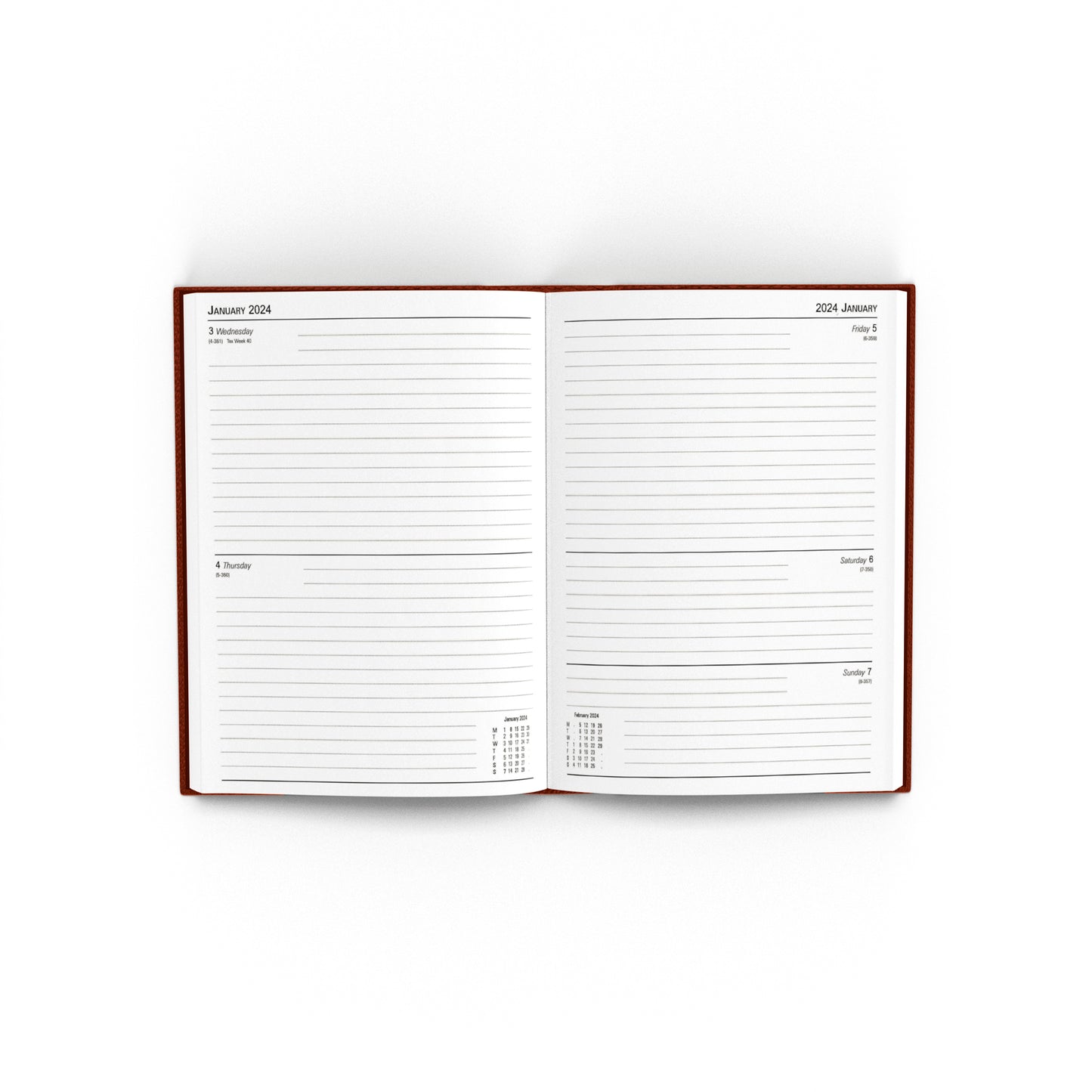 Desk Diary 2 Days Per Page A5 Burgundy 2024 KFA52BG24