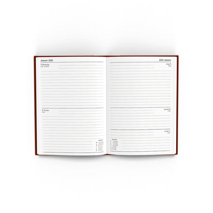Desk Diary 2 Days Per Page A5 Burgundy 2024 KFA52BG24