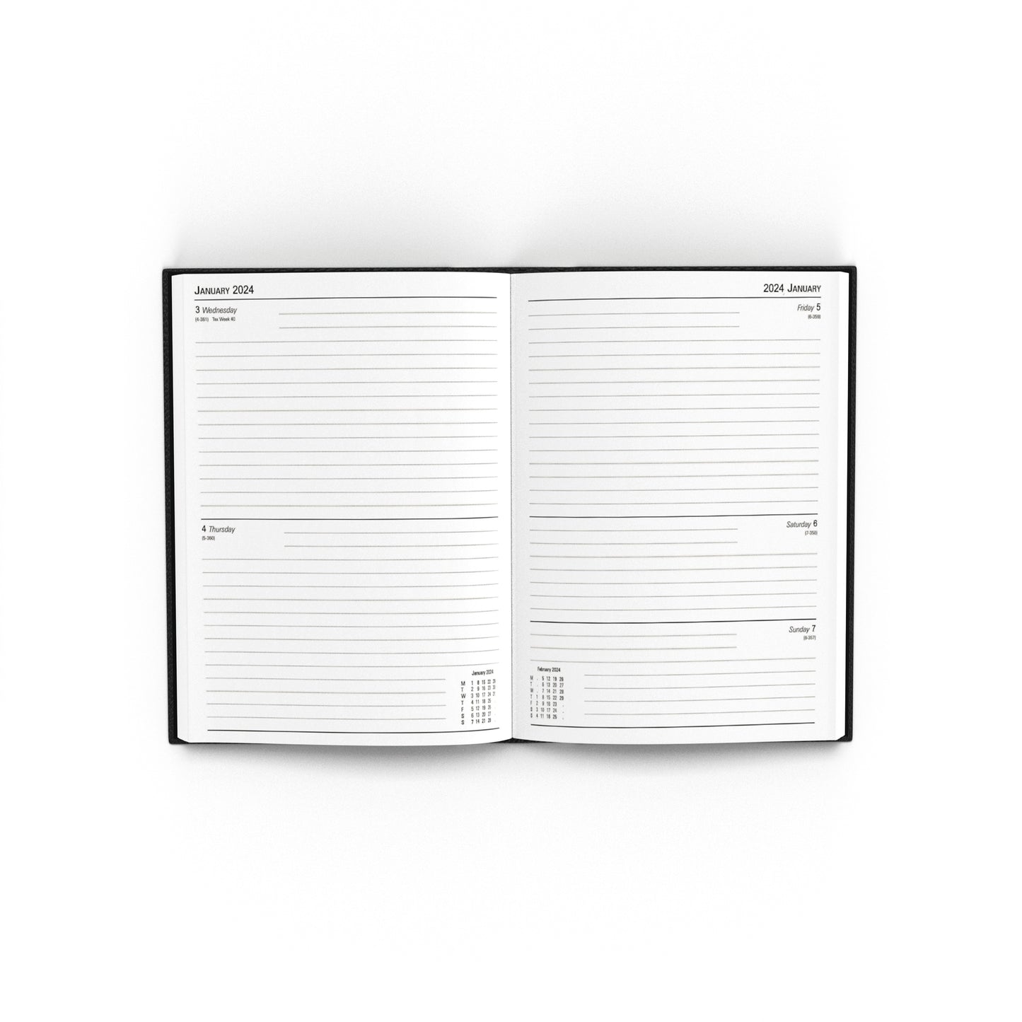 Desk Diary 2 Days Per Page A5 Black 2024 KFA52BK24