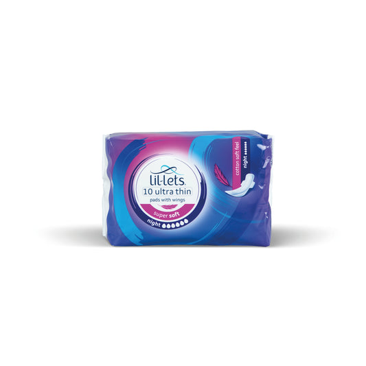 Lil-Lets Supersoft Sanitary Pads Night Ultra with Wings x10 (Pack of 24) 94LSPNT-CH