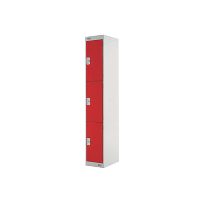 Three Compartment Locker 300x300x1800mm Red Door MC00017