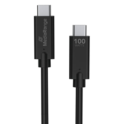MediaRange USB Type C Cable Charge and Sync USB 3.1 10Gbit 100W Max 1.2m Black MRCS214