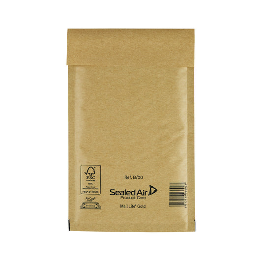 Mail Lite Bubble Postal Bag Gold B00-120x210 (Pack of 100) 101098090