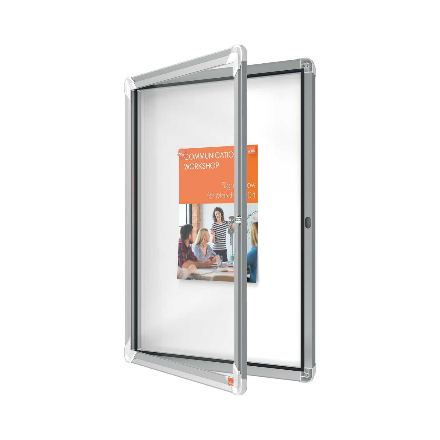 Nobo Premium Plus Magnetic Lockable Notice Board Hinged Door 4xA4
