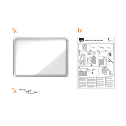 Nobo Premium Plus Magnetic Lockable Notice Board Hinged Door 4xA4