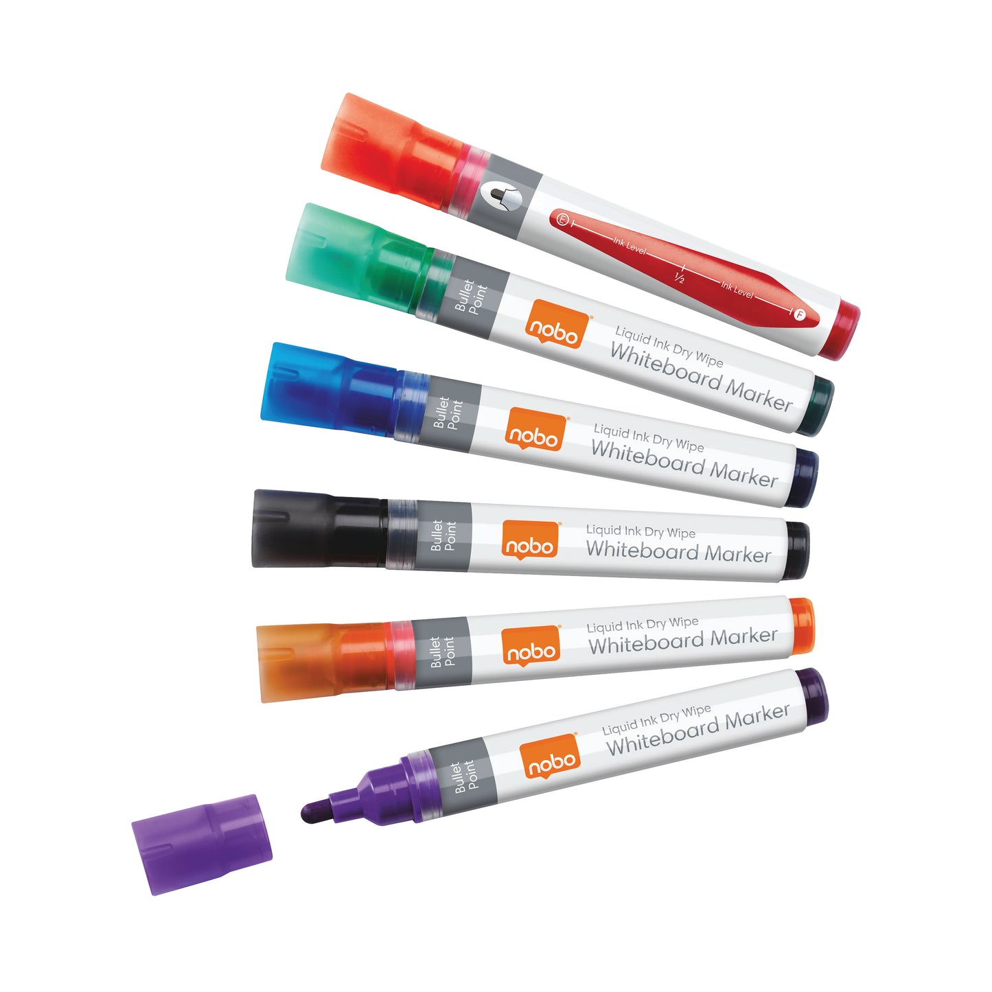Nobo Liquid Ink Whiteboard Pens Bullet Tip 6 Pack