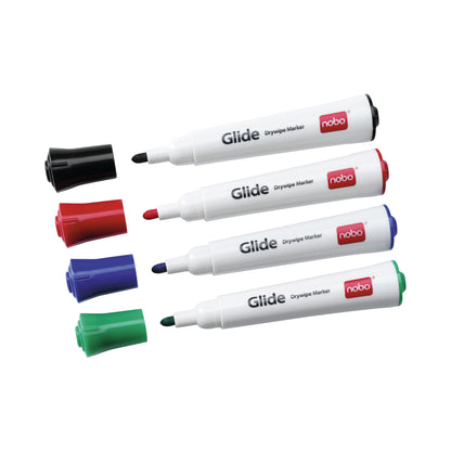 Nobo Glide Whiteboard Pens Bullet Tip 4 Pack
