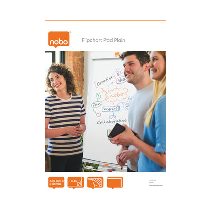 Nobo Flipchart Pad Plain 580x810mm 40 Sheets