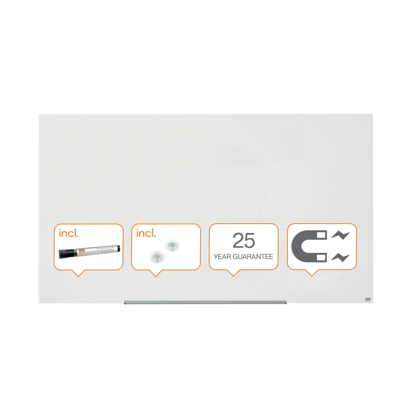 Nobo Impression Pro Glass Magnetic Whiteboard 85" 190x100cm