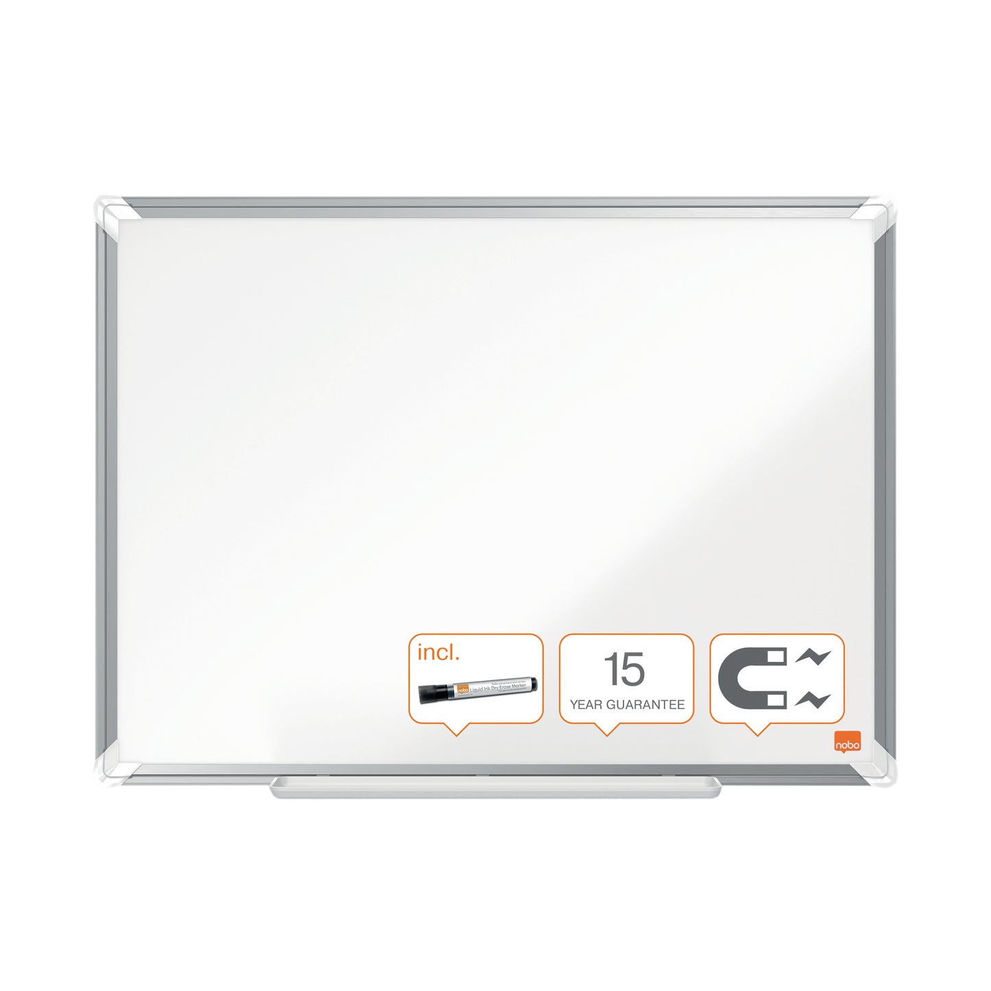 Nobo Premium Plus Steel Magnetic Whiteboard 900x600mm